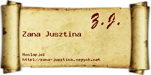 Zana Jusztina névjegykártya